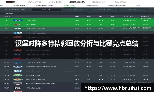 汉堡对阵多特精彩回放分析与比赛亮点总结